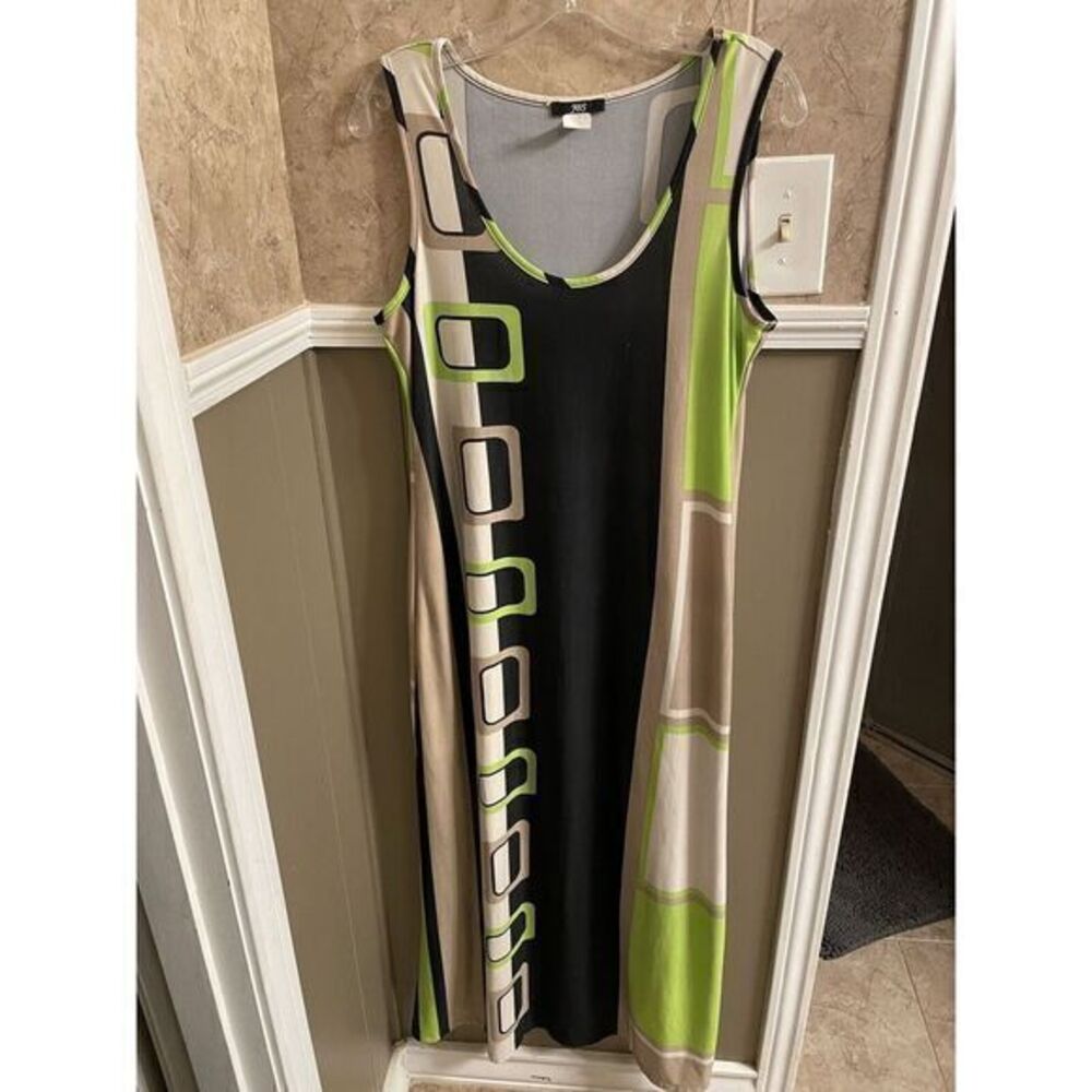 JBS‎ Geometric Green And Black Dress Size Medium